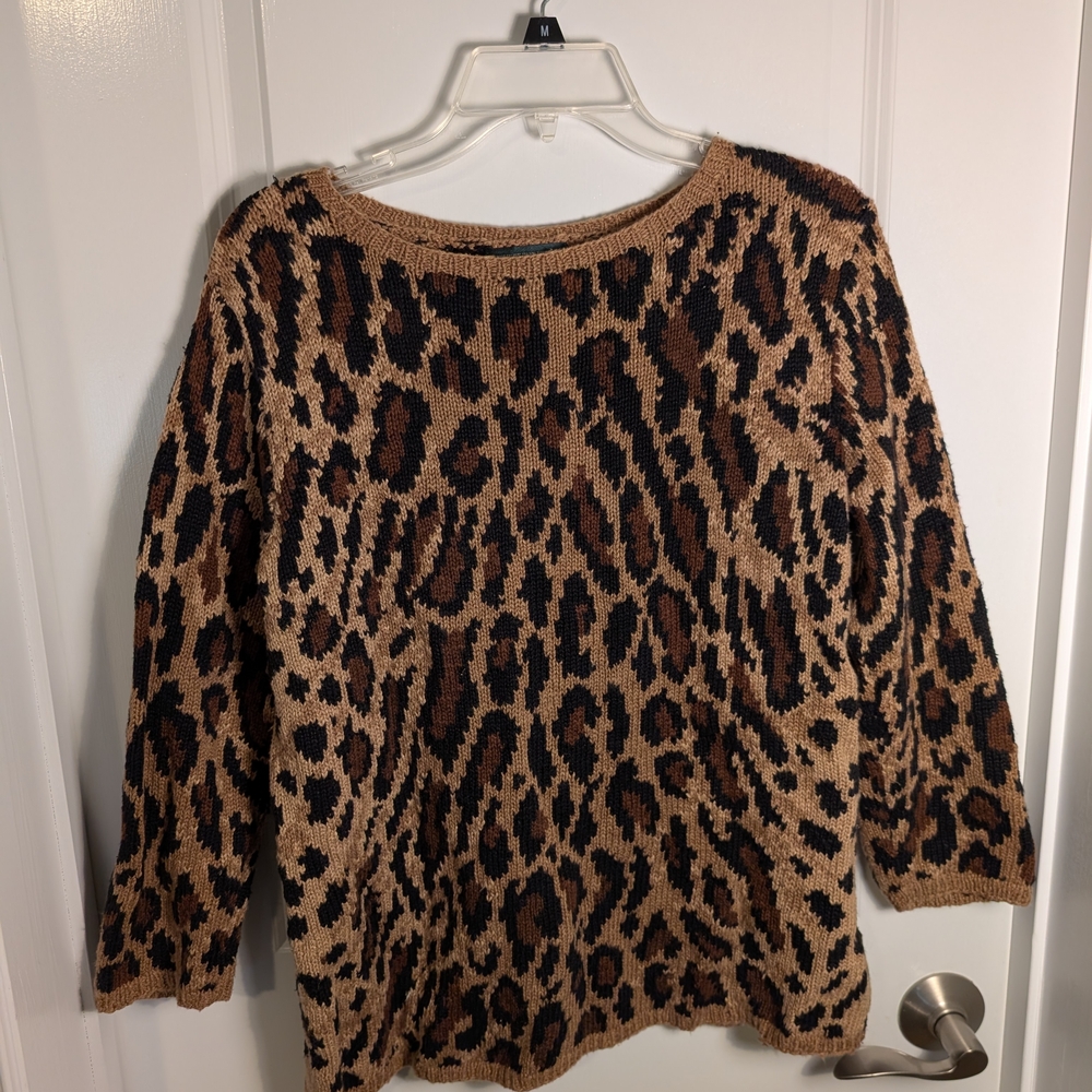 Polo by Ralph Lauren Tan and Black Animal Print Sweater